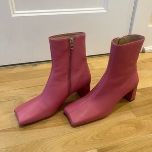Pink leather boots